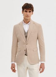 PAKO LORENTE – Dzianinowa marynarka w kolorze beżowym. Brązowe garnitury Pako Lorente, na co dzień, m, bez wzorów, z bawełny. Za 399.99 zł.