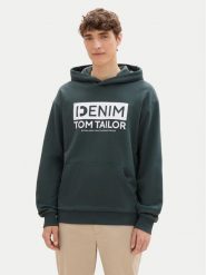 Tom Tailor Denim Bluza 1041482 Zielony Regular Fit. Zielone bluzy TOM TAILOR DENIM, l, bez wzorów, z bawełny, bez kaptura. Za 79.99 zł.