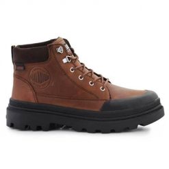 Buty do chodzenia męskie Palladium Pallatrooper Cuff Wp. Brązowe buty sportowe casual Palladium, bez wzorów, z materiału, bez zapięcia. Za 856.00 zł.