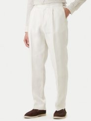 BOSS Spodnie materiałowe H-Perino 50563231 Biały Relaxed Fit. Białe spodnie materiałowe Boss, m, bez wzorów, ze lnu. Za 999.99 zł.