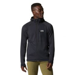 Polar z kapturem zapinany na zamek Mountain Hardwear Polartec® Power Grid. Czarne bluzy z polaru MOUNTAIN HARDWEAR, bez wzorów, z polaru, z kapturem. Za 680.85 zł.