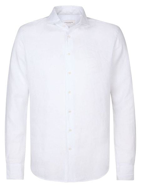 PROFUOMO Koszula - Slim fit - w kolorze białym rozmiar: 39. Białe koszule PROFUOMO, bez wzorów, ze lnu, bez kołnierzyka, bez ramiączek. Za 217.23 zł.