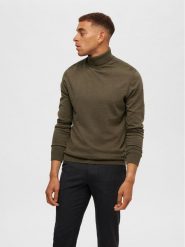 Selected Homme Golf 16074684 Zielony Regular Fit. Zielone golfy Selected Homme, m, bez wzorów, z bawełny, bez kołnierzyka, bez ramiączek. Za 69.99 zł.