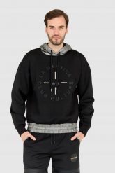 LA MARTINA Czarna bluza męska z kapturem, Rozmiar S. Czarne bluzy La Martina, m, bez wzorów, z kapturem. W wyprzedaży za 599.99 zł.
