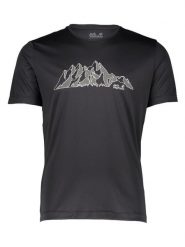 Jack Wolfskin Koszulka funkcyjna "Peak Graphic" w kolorze czarnym rozmiar: XXL. Czarne t-shirty sportowe Jack Wolfskin, bez wzorów, z materiału, bez ramiączek, outdoorowe. Za 109.52 zł.