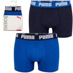 Męskie bokserki majtki bawełniane 2PAK 2 PARY PUMA BASIC BOXER 2P. Niebieskie bokserki Puma, m, bez wzorów, z bawełny. Za 69.00 zł.