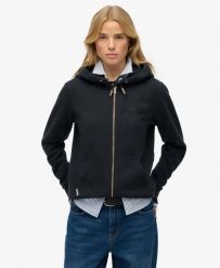 Superdry Bluza z kapturem Essential Logo Zip Half Brushed. Niebieskie bluzy z kapturem Superdry, uniwersalny, bez wzorów, z bawełny, z kapturem. Za 322.70 zł.
