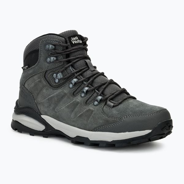 Buty trekkingowe męskie Jack Wolfskin Refugio Texapore Mid. Szare buty trekkingowe Jack Wolfskin, bez wzorów, bez zapięcia. Za 399.99 zł.