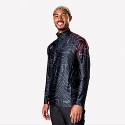 Bluza piłkarska Kipsta Viralto Wave na krótki suwak. Czarne bluzy KIPSTA, xl, bez wzorów, z elastanu, bez kaptura. Za 99.99 zł.