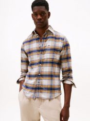 Tommy Hilfiger koszula flanelowa Mężczyźni Regular Fit Bawełna beżowy|niebieski|biały, L. Białe koszule Tommy Hilfiger, l, bez wzorów, z bawełny, bez kołnierzyka, bez ramiączek. Za 279.95 zł.