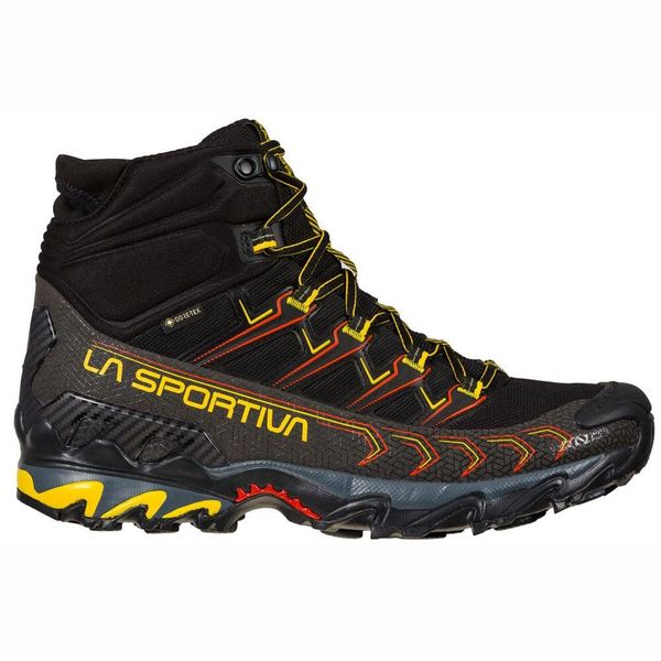 Buty turystyczne męskie La Sportiva Ultra Raptor II Mid GTX. Czarne buty turystyczne La Sportiva, bez wzorów, z gore-texu, bez zapięcia, wspinaczkowe, gore-tex. Za 981.45 zł.