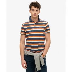 Lekka bluzka polo w paski Superdry. Niebieskie koszulki polo Superdry, na lato, m, bez wzorów, bez kołnierzyka, bez ramiączek. Za 214.20 zł.