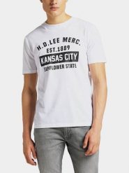 LEE SS KANSAS CITY TEE MĘSKI T-SHIRT KOSZULKA LOGO WHITE L60TFE12 112113532. Białe t-shirty Lee, l, bez wzorów, bez kołnierzyka, bez ramiączek. Za 69.99 zł.
