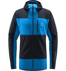 Bluza techniczna męska ROC Spitz Mid Hood. Niebieskie bluzy z kapturem Haglöfs, l, bez wzorów, z kapturem. Za 499.00 zł.