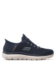 Skechers Sneakersy High Range 232457/NVY Granatowy. Niebieskie buty sportowe casual Skechers, bez wzorów, z materiału, bez zapięcia. Za 249.00 zł.