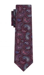Krawat Męski, Bordowy, Elegancki, Wzór Paisley, Łezki, 100% Bawełna, 7cm -EM Men's Accessories. Czerwone krawaty i muchy Em men's accessories, bez wzorów, z bawełny. Za 79.99 zł.
