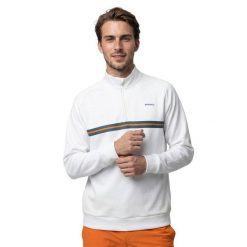 Męska bluza tenisowa ze stójką Siroko Tiebreak White. Białe kurtki treningowe SIROKO, m, bez wzorów, bez kaptura, na fitness i siłownię. Za 254.00 zł.