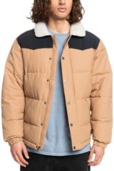 Kurtka zimowa męska Quiksilver Colourblock Puffer Jacket. Brązowe kurtki Quiksilver, na zimę, l, bez wzorów, z bawełny, bez kaptura. Za 269.49 zł.