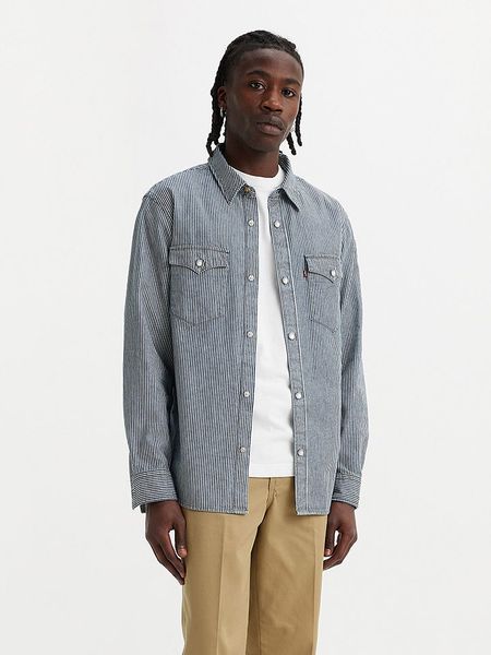 Levi's Koszula dżinsowa - Relaxed fit - w kolorze granatowo-białym rozmiar: M. Białe koszule Levi's®, m, bez wzorów, z bawełny, bez kołnierzyka, bez ramiączek. Za 164.40 zł.