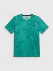 4F Koszulka treningowa regular szybkoschnąca męska - zielona XXL. Zielone t-shirty 4F, m, bez wzorów, z materiału, bez kołnierzyka, bez ramiączek. Za 139.99 zł.