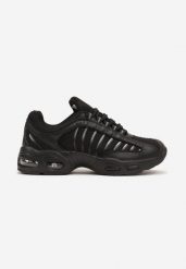 Czarno-Srebrne Buty Sportowe na Podeszwie Air z Modnymi Wstawkami Erivara. Czarne buty sportowe casual Born2be, bez wzorów, z jeansu, bez zapięcia. W wyprzedaży za 87.99 zł.