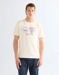 MESKA KOSZULKA WRANGLER AMERICANA TEE WORN WHITE 112387010. Białe t-shirty Wrangler, m, bez wzorów, bez kołnierzyka, bez ramiączek. Za 129.99 zł.