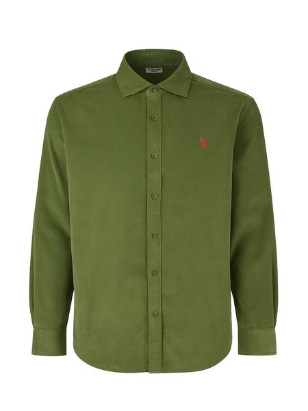 U.S. Polo Assn. Sztruksowa koszula - Regular fit - w kolorze oliwkowym rozmiar: XXL. Brązowe koszule U.S. Polo Assn., s, bez wzorów, z bawełny, bez kołnierzyka, bez ramiączek. Za 158.10 zł.