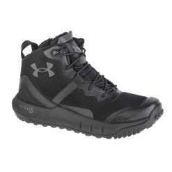 Buty turystyczne męskie, Under Armour Micro G Valsetz Zip Mid. Czarne buty trekkingowe Under Armour, bez wzorów, bez zapięcia. Za 546.50 zł.