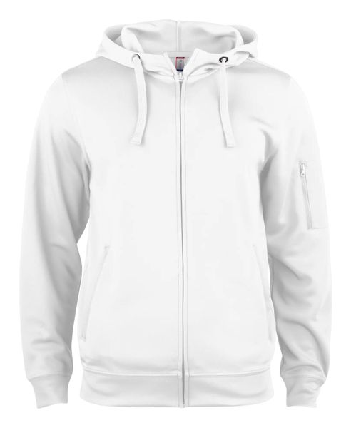 Clique Basic Active Hoody Full Zip - Męska bluza z kapturem, poliester – White. Białe bluzy z kapturem CLIQUE, m, bez wzorów, z poliesteru, z kapturem. Za 196.79 zł.