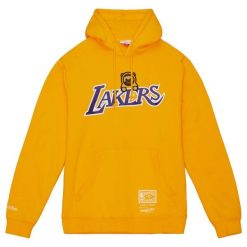 Sweatshirt z kapturem Los Angeles Lakers Ozuna. Żółte bluzy Mitchell & Ness, bez wzorów, z kapturem. Za 437.50 zł.