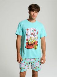 Piżama dwuczęściowa Rick & Morty - błękitny. Niebieskie piżamy Sinsay, l, bez wzorów, bez ramiączek. Za 49.99 zł.