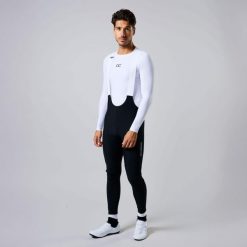 Męskie długie spodnie kolarskie na szelkach do MTB. Czarne spodenki rowerowe ACELERA, m, bez wzorów, rowerowe. W wyprzedaży za 465.26 zł.