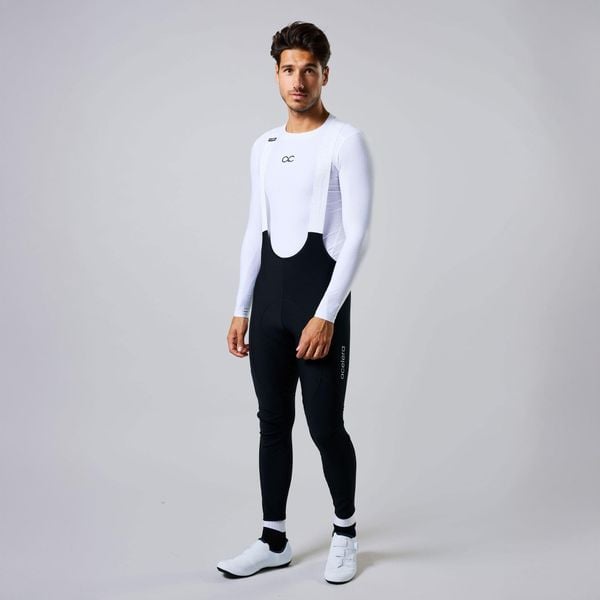 Męskie długie spodnie kolarskie na szelkach do MTB. Czarne spodenki rowerowe ACELERA, m, bez wzorów, rowerowe. W wyprzedaży za 465.26 zł.