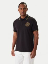 Versace Jeans Couture Polo 80GAGT03 CJ01T Czarny Regular Fit. Czarne koszulki polo sportowe Versace Jeans Couture, l, bez wzorów, z bawełny, bez kołnierzyka, bez ramiączek. Za 679.99 zł.