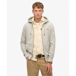 Bluza z kapturem i zamkiem błyskawicznym Superdry Logo Essential. Szare bluzy Superdry, m, bez wzorów, z kapturem. Za 342.35 zł.