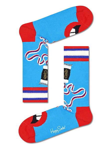 Happy Socks Skarpety w kolorze błękitno-czerwonym rozmiar: 36-40. Niebieskie skarpety Happy Socks, bez wzorów, prążkowane. Za 21.99 zł.