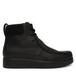 Trzewiki Calvin Klein. Czarne botki sznurowane CALVIN KLEIN, bez wzorów, bez obcasa, bez zapięcia. Za 699.99 zł.