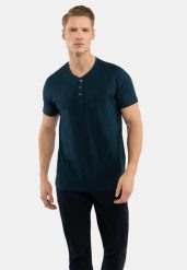 T-shirt z rozpinanym dekoltem T-WARREN. Zielone t-shirty Volcano, m, z aplikacjami, z bawełny, bez kołnierzyka, bez ramiączek. Za 74.99 zł.