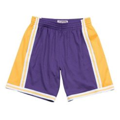 Krótki Los Angeles Lakers nba. Fioletowe szorty Mitchell & Ness, m, bez wzorów, eleganckie. Za 426.00 zł.