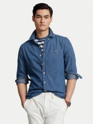 Polo Ralph Lauren Koszula Core Replen 710548539 Granatowy Slim Fit. Niebieskie koszule Polo Ralph Lauren, m, bez wzorów, z bawełny, bez kołnierzyka, bez ramiączek. Za 409.99 zł.