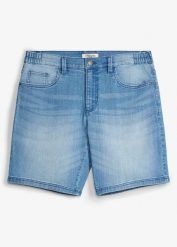 Lekkie szorty jeansowe z elastyczną wstawką w talii, relaxed fit. Niebieskie jeansy bonprix, m. Za 37.99 zł.