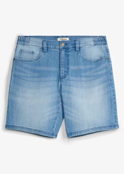 Lekkie szorty jeansowe z elastyczną wstawką w talii, relaxed fit. Niebieskie jeansy bonprix, m. Za 37.99 zł.