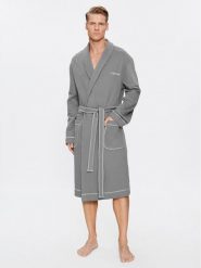 Calvin Klein Underwear Szlafrok 000NM2504E Szary. Szare szlafroki Calvin Klein Underwear, m, bez wzorów, z bawełny, bez ramiączek, bez kaptura. Za 419.99 zł.