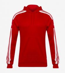 Bluza piłkarska męska adidas Squadra 21 Sweat Hoody. Białe bluzy z kapturem Adidas, m, bez wzorów, z bawełny, z kapturem. Za 142.99 zł.