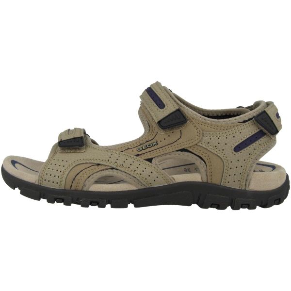 Sandały GEOX UOMO SANDAL STRADA Jasnobrązowy. Brązowe sandały Geox, ze skóry, bez zapięcia. Za 338.50 zł.