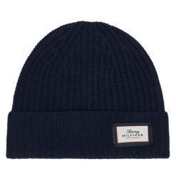 Czapka Tommy Hilfiger. Niebieskie czapki zimowe Tommy Hilfiger, bez wzorów. Za 249.99 zł.