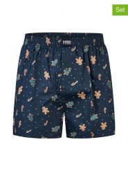 Happy Shorts Bokserki (2 pary) w kolorze granatowo-ciemnozielonym rozmiar: L. Niebieskie bokserki Happy Shorts, l, bez wzorów, z bawełny. Za 65.54 zł.