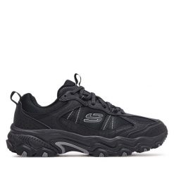 Trekkingi Skechers. Czarne buty trekkingowe Skechers, bez wzorów, bez zapięcia. Za 269.99 zł.