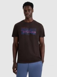 4F T-shirt regular z nadrukiem męski - brązowy M. Brązowe t-shirty 4F, m, bez wzorów, z bawełny, bez kołnierzyka, bez ramiączek. Za 39.99 zł.