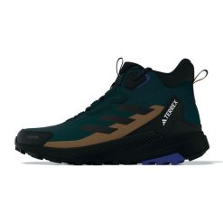 Buty trekkingowe o średniej cholewce adidas Terrex Anylander Rain.Rdy. Zielone trekkingi Adidas, bez wzorów, z materiału, bez zapięcia. W wyprzedaży za 397.00 zł.